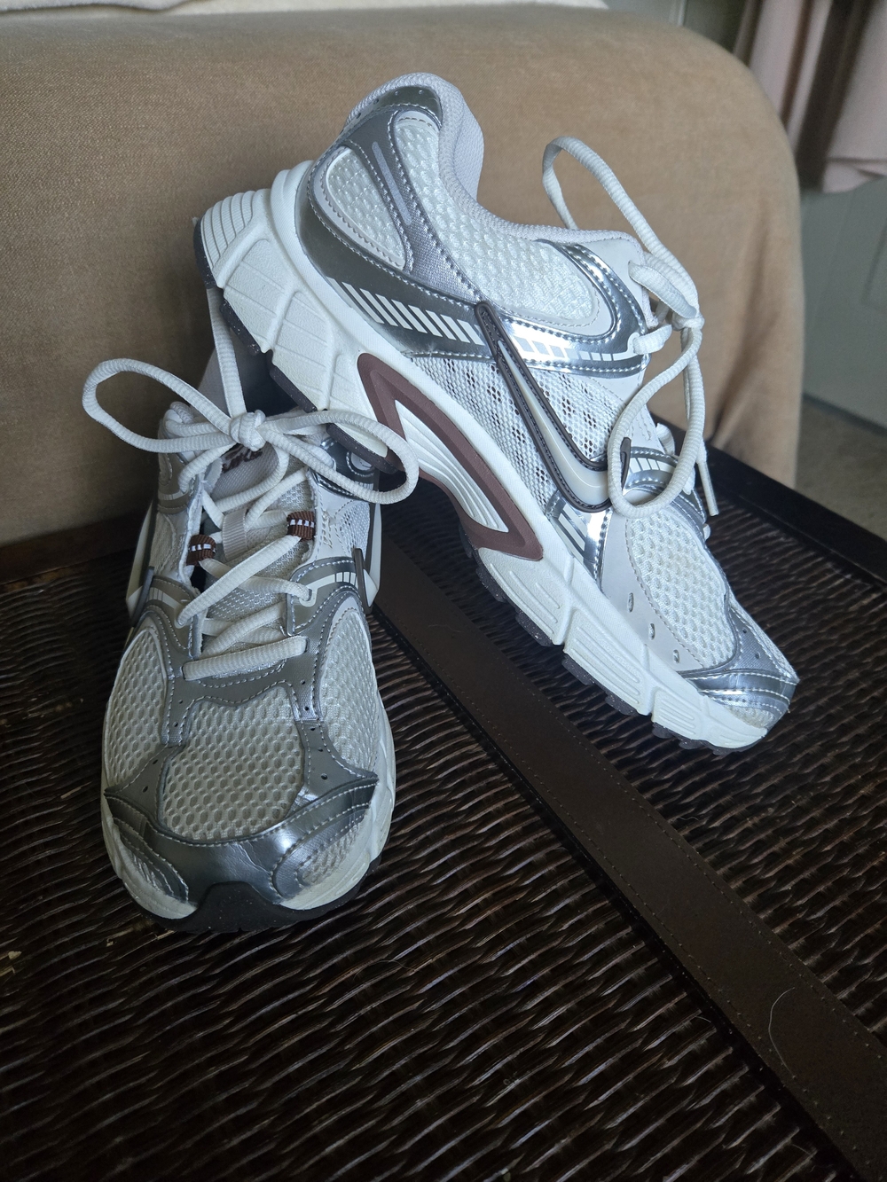 Nike Women’s White, Silver & Brown Athletic Sneakers
